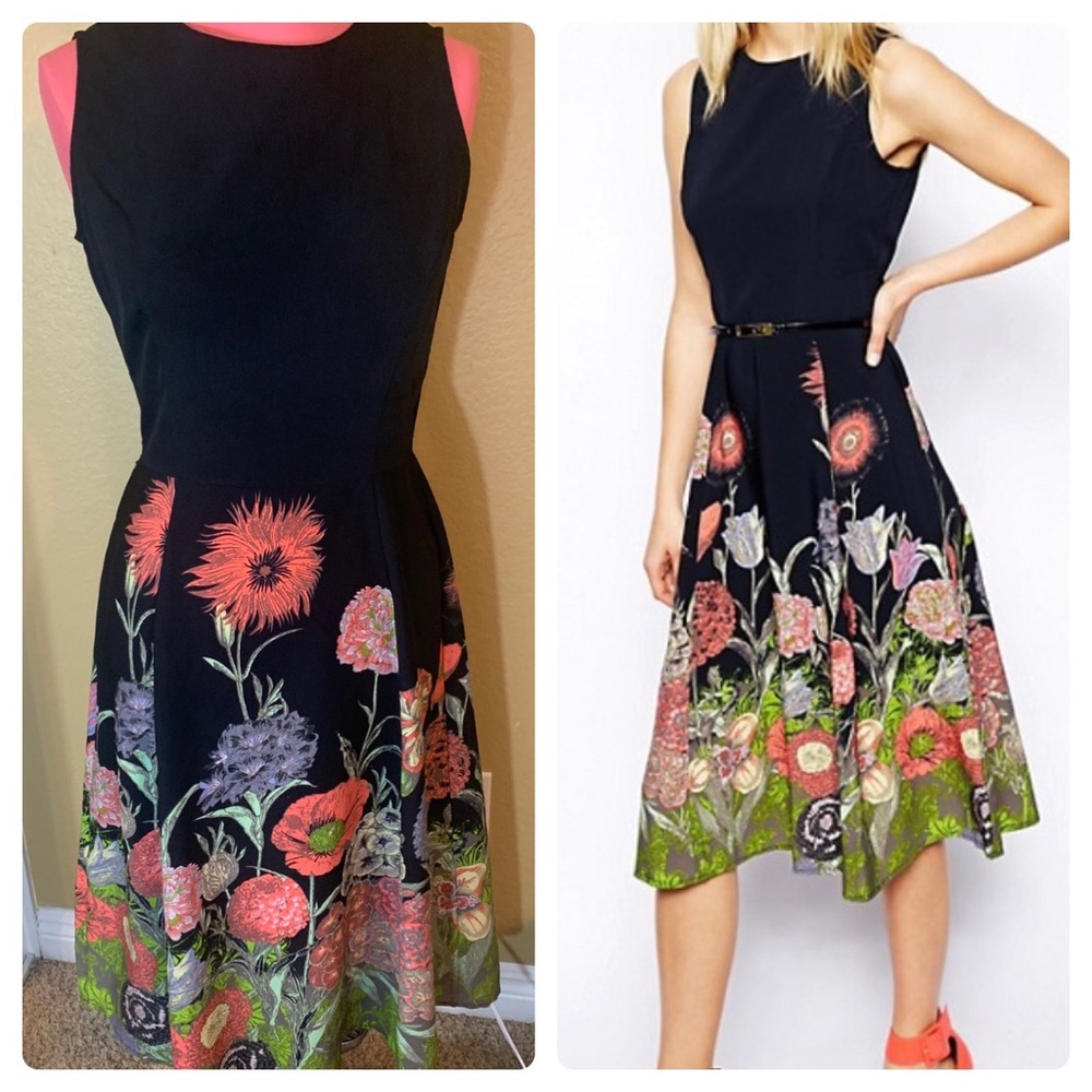 ASOS Midi Skater Dress In Floral Border Print